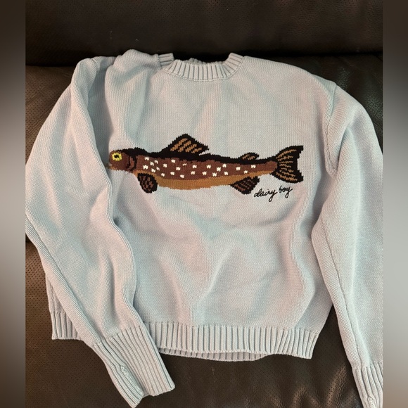 Blue Fish Pattern Sweater - Picture 3 of 3